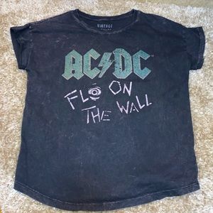 VINTAGE CANVAS WOMENS AC/DC FLY ON THE WALL BAND TEE